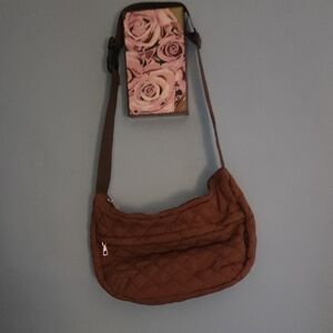 Brown Quilted Shoulder Bag
